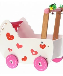 Wózek dla lalek z pościelą drewniany EcoToys