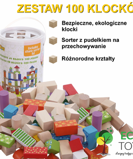 Klocki drewniane w tubie 100szt sorter EcoToys 