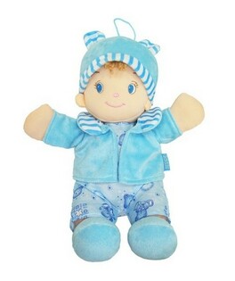 Lalka Bobas szmaciana, nauka ubierania niebieski Beppe